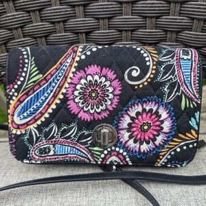 Black Floral Paisley Vera Bradley Crossbody Purse